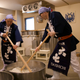 Making kimoto starter at the Daishichi Sake Brewery.